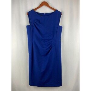 USED W TAGS Jones New York Women's Sz 12 Royal Blue Stretch Ruched Sheath Career
